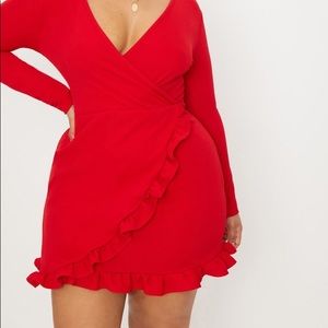 Sexy red wrap dress. Short. 2x